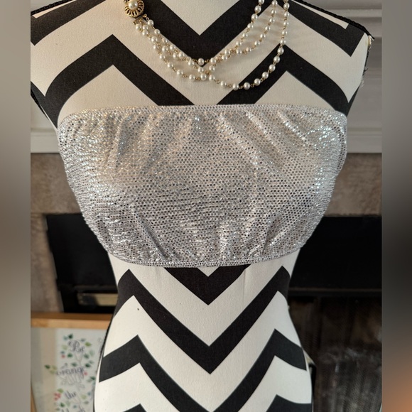 Show me your Mumu silver sparkle tube top new - Picture 1 of 8